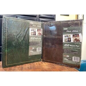 2x VTG NOS Pioneer Deluxe Photo Album Large 100 Pages=500 Pics Brown + Green